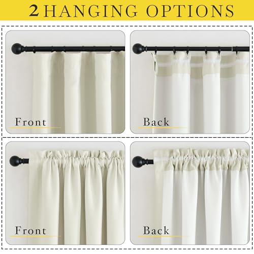 Room Darkening Bedroom Curtains 96 inches Long (Linen Natural / 52"W x 96"L (Pack of 2))