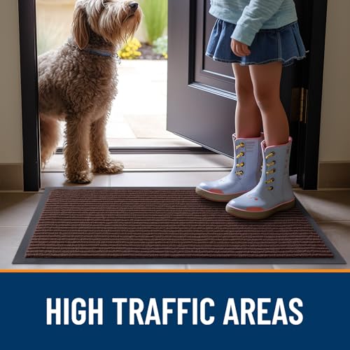 2 Pack Front Door Mats 47x23 (Brown / 47" x 23")