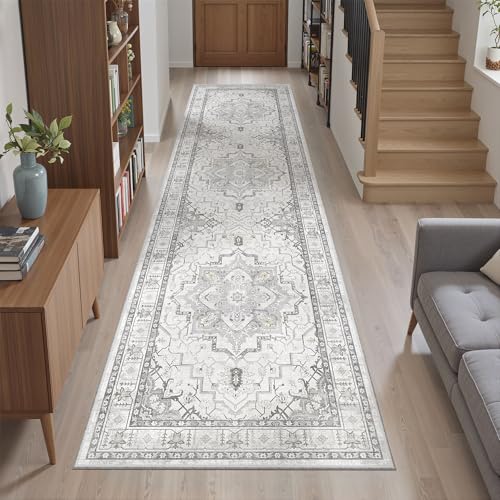 Hallway Runner Rug 2x8 Washable Kitchen Rugs Non (Grey / 2' x 8' (Runner))