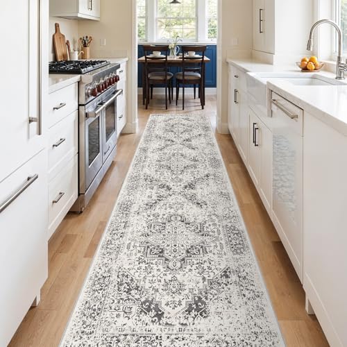 2'6"x12 Washable Runner Rug (Distressed Grey / 2'6" x 12' (Runner))