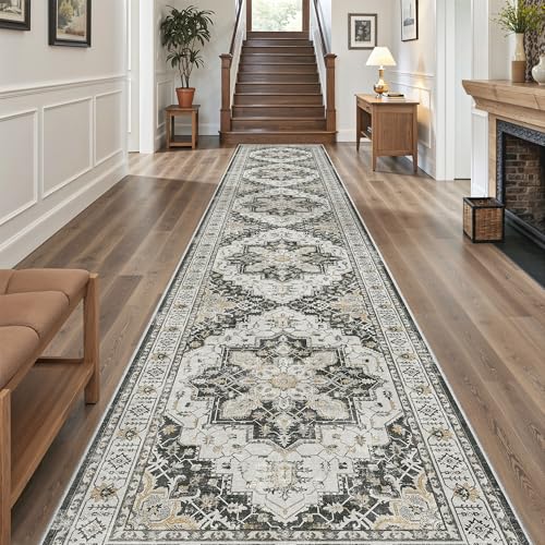 Hallway Runner Rug 3x16 Washable Kitchen Runners Long (Black / 3' x 16' (Runner))
