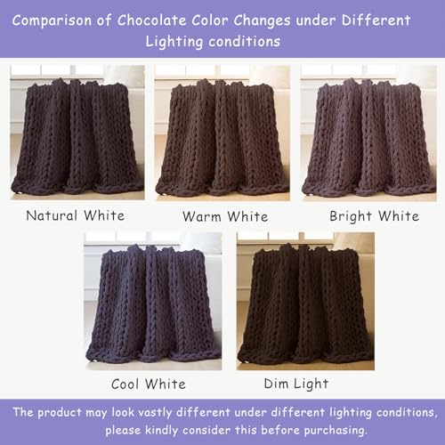 Chunky Knit Throw Blanket for Couch (Chocolate With Purple Tone / 40"x40" (Small Size Throw）)
