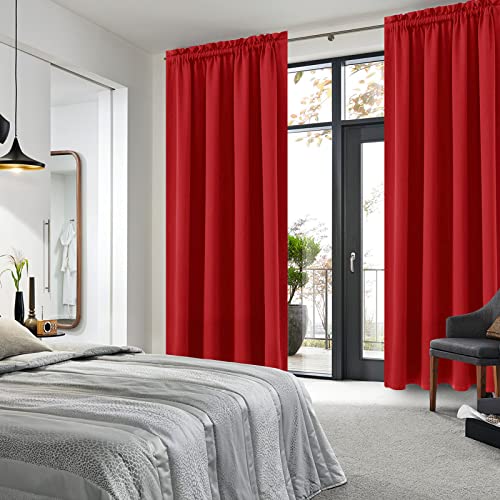 Blackout Curtains for Bedroom Living Room 52 x 84 Inch Long Red (Red / 52"W x 84"L (Pack of 2))