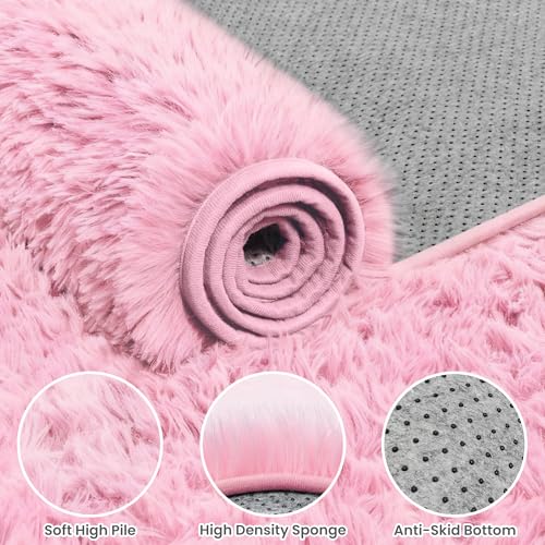 8x10 Fluffy Shag Area Rugs for Living Room Bedroom (Light Pink / 8' x 10' (Rectangular))