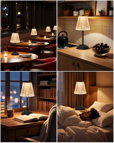 2 Pack Cordless Touch Table Lamp (Black)