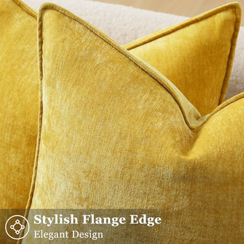 Chenille Mineral Yellow Throw Pillow Covers 26x26 Set of 2 (Mineral Yellow / 26" x 26" (Pack of 2))