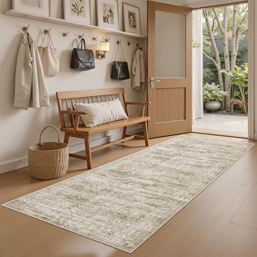 Runner Rug 2x6 Washable Kitchen Hallway Runners Non (Brown / 2' x 6' (Runner))