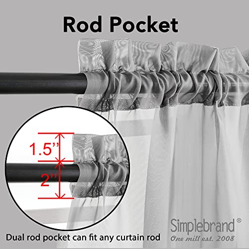 Grey Sheer Curtains 84 Inches Long (Charcoal Grey / 42"W x 84"L (Pack of 2))