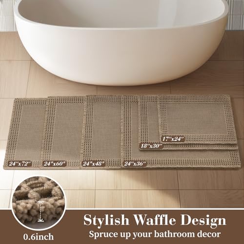 Waffle Bath Mat for Bathroom (Brown / 24" X 36")