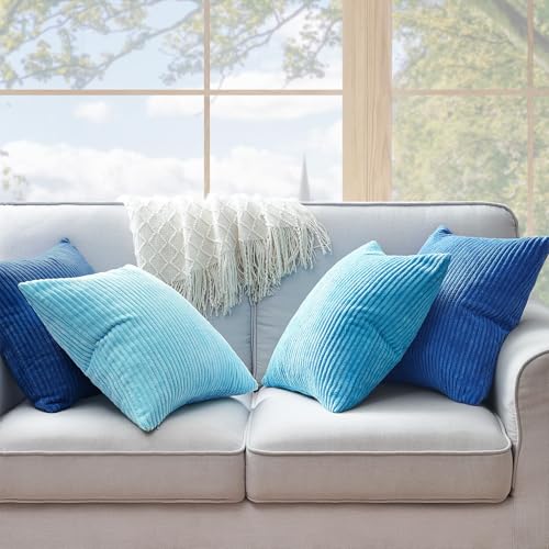 Decorative Throw Pillow Covers Cushion Cases (Lightblue / 22" x 22" (Pack of 4))