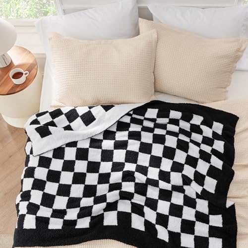 GentleSoft Cozy Soft Throw Blanket (08 - Checkered Black / Throw (50" X 60"))