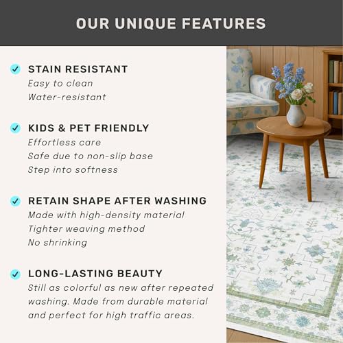 Oushak 3x10 Wide Hallway Runner Rug (3' x 10' (Runner) / Cream Green)