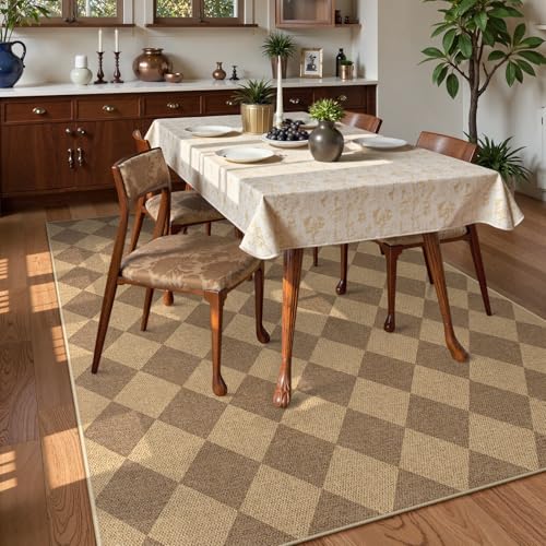 Checkered Easy Jute Outdoor Patio Rug (6' x 9' (Rectangular) / Nature/Checkerboard -2)