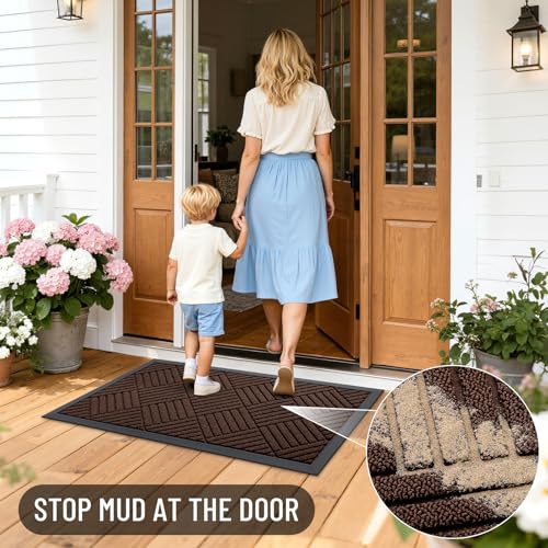 Front Door Mat Outside Entrance 71x47 (71" X 47" / Brown Diamond)