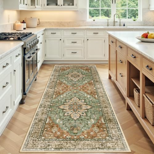 Washable Area Rug (Brick/Brown/Green / 3' x 7' (Rectangular))