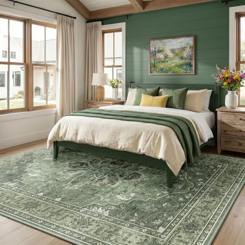 Washable Area Rug (Green/Dark Green/Gray / 10' x 14' (Rectangular))