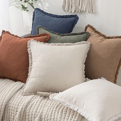 Linen Decorative Euro Throw Pillow Covers Light Olive Green 24x24 (24" x 24" (Pack of 2) / Light Olive Green)