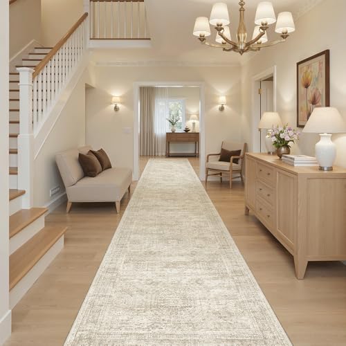 Washable 3x14 Hallway Runner Rug Non (Beige / 3' x 14' (Runner))