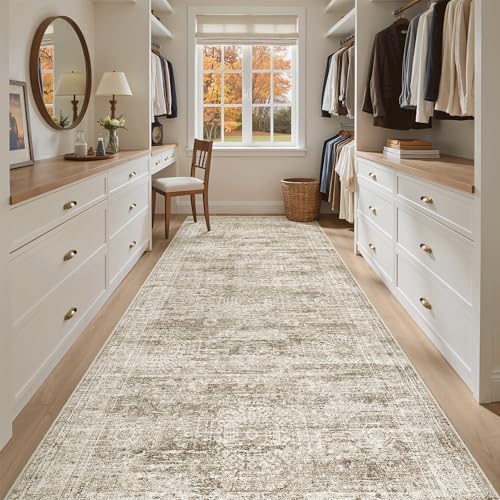 Washable 4x10 Hallway Runner Rug Non (Brown / 4' x 10' (Runner))