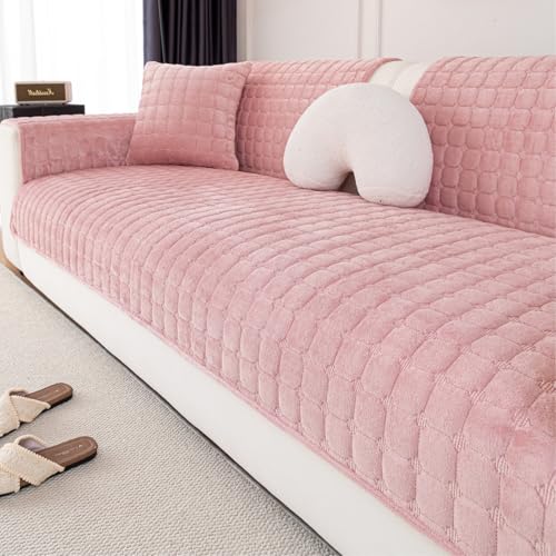 Sectional Velvet Couch Covers for 1 Seat (Pink / 1PC/35.4"x35.4"/Backrest & Single)