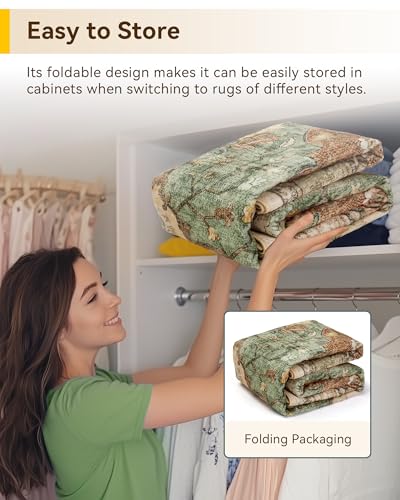 Washable Area Rug (Brick/Brown/Green / 8' x 10' (Rectangular))