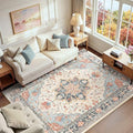 Washable Area Rug (Beige/Blue/Orange / 6' x 9' (Rectangular))