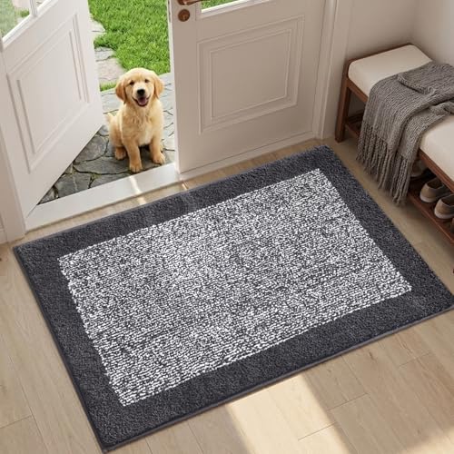 Bathroom Rugs 30x20 Non Slip Washable (Dark Grey / 1'8" x 2'6" (Rectangular))