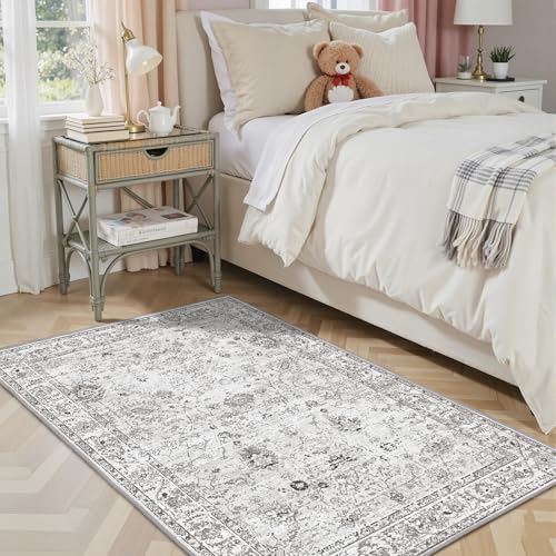 Grey Area Rug 3x5 Bedroom Rugs for Entryway Dorm (Grey/White / 3' x 5' (Rectangular))