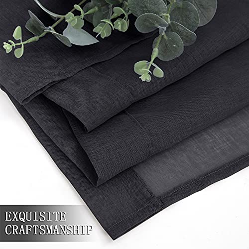 Sheer Curtain Linen Textured Living Room Curtains Sheer Light Filtering Rod Pocket Voile Curtain for Bedroom (54"W x 72"L (Pack of 2) / Black)