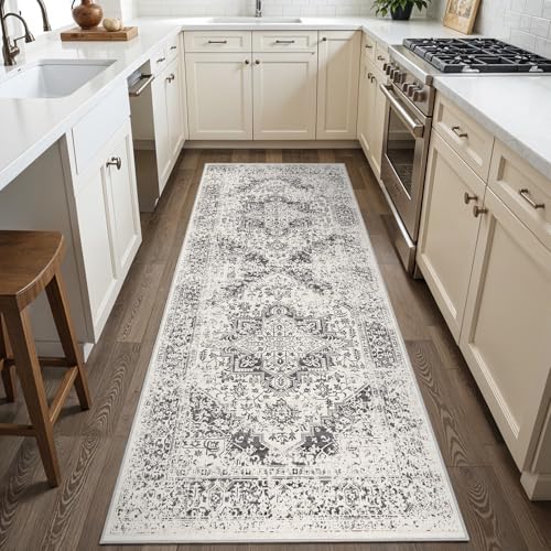 2x6 Washable Runner Rug (Distressed Grey / 2' x 6' (Runner))