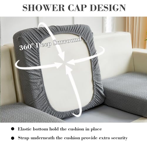 Sofa Covers Couch Covers for Sofa Pet Friendly Couch Cushion Covers Universal Sofa Covers Washable Stretch Slipcovers for Sectional Sofa (Texture Gray / 3 Seats + Chaise Cover)