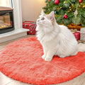Coral Red Round Rugs for Bedroom (2 Ft Round / Coral Red)
