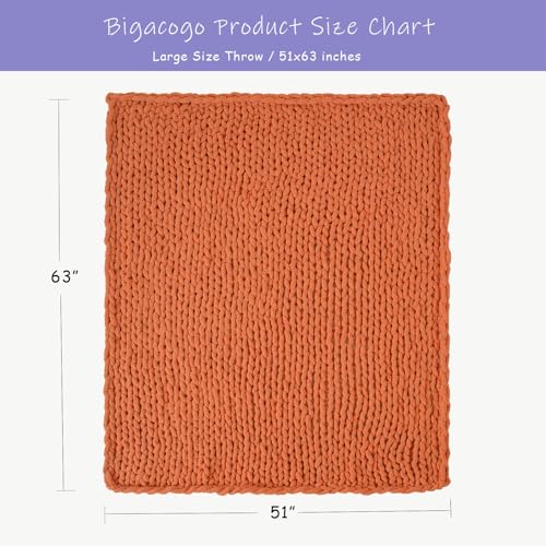 Chunky Knit Throw Blanket for Couch (Terracotta / 51"x63" (Large Size Throw）)