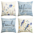 Spring Saying Flowers Butterfly Bird Throw Pillow Covers (Blue / 16" x 16" (Pack of 4))