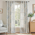 Blue Floral Linen Curtains 96 Long for Living Room 2 Panels (Blue / 38"W x 96"L (Pack of 2))