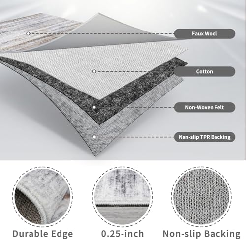 3x8 Washable Runner Rug for Family (Beige/Grey / 3' x 8' (Runner))