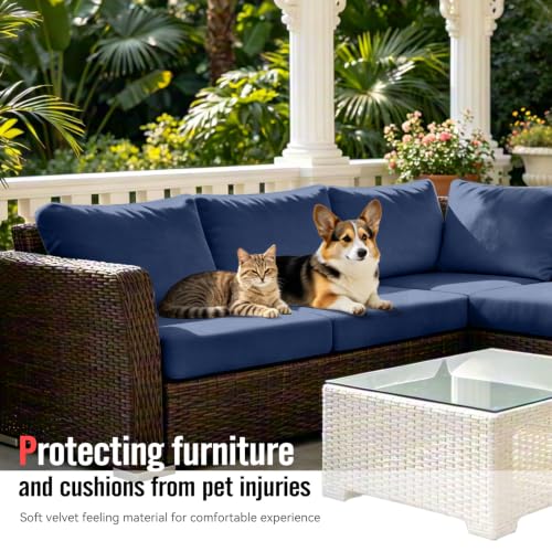 8Pcs Outdoor Cushion Covers (Navy-blue / Square-small + Square)