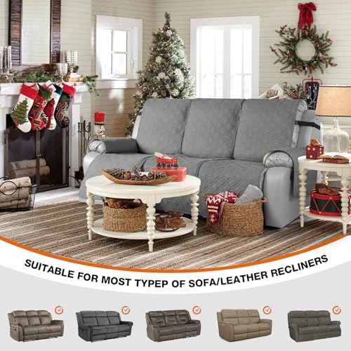 Waterproof Recliner Couch Covers Washable (Grey / 3 Seater)