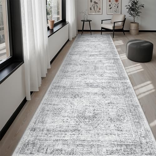 Washable Hallway Runner Rug 3x10 Kitchen Entry Rugs Non (Grey / 3' x 10' (Runner))