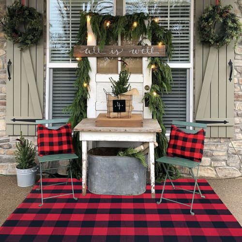Red and Black Plaid Rug (4' x 6' (Rectangular) / Red and Black Plaid)
