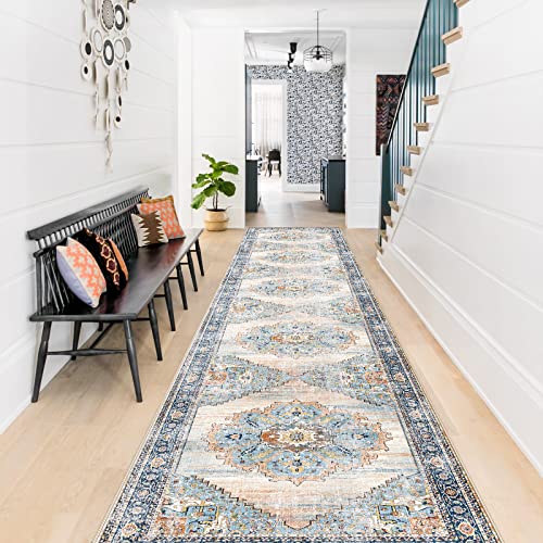 Washable Runner Rug 2x12 (Blue / 2' x 12' (Rectangular))