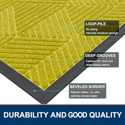 Front Door Mat Outside Entrance (Must- Yellow / 29.5" X 17")