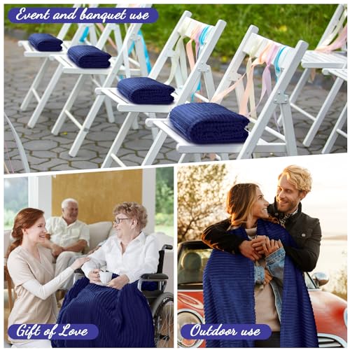 6 Pcs Flannel Blankets Bulk (Navy)