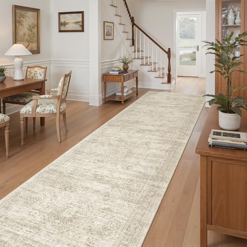 Washable 3x10 Hallway Runner Rug Non (Beige / 3' x 10' (Runner))