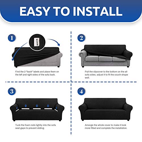Stretch Loveseat Couch Cover (Black / Medium)