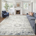 10x14 Area Rugs for Living Room Washable Rug Non (Blue/Ivory / 10' x 14' (Rectangular))