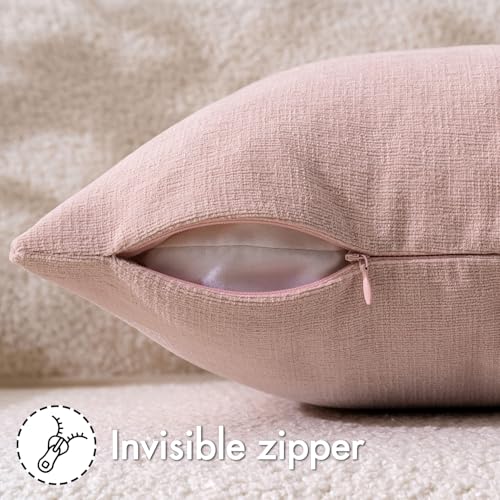 Pink Chenille Couch Throw Pillow Covers (18" x 18" (Pack of 2) / Pink)