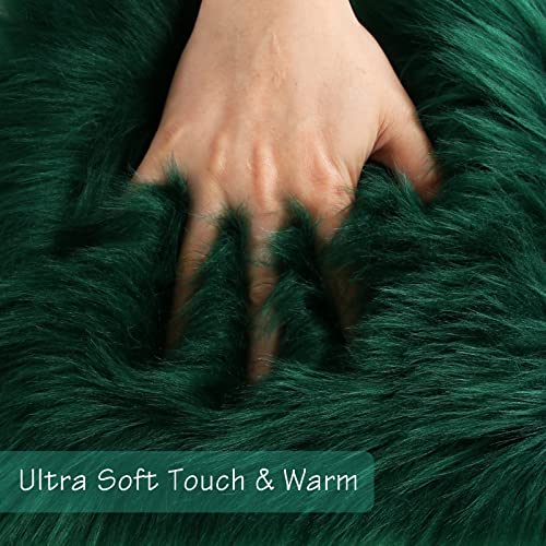 Emerald Green Faux Sheepskin Runner Rugs 2x6 ft (Emerald Green / 2' x 6' (Runner))