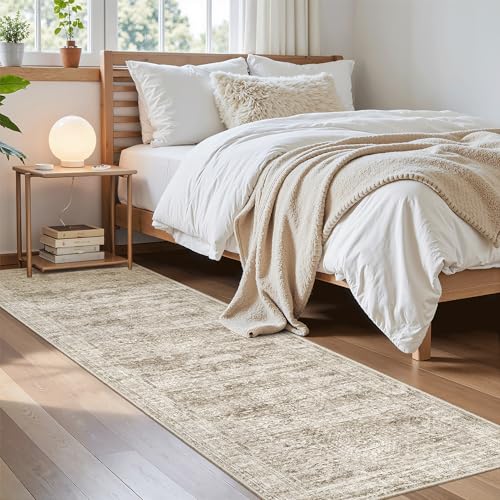 Washable Runner Rug 2'6"x8' Kitchen Hallway Runners Brown (Brown / 2'6" x 8' (Runner))