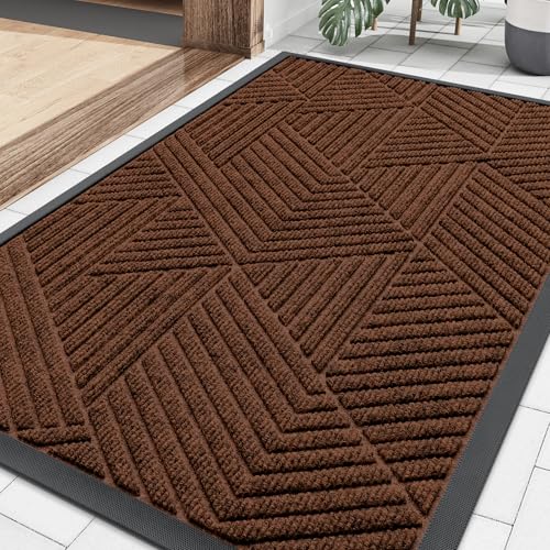 Front Door Mat Outside Entrance (Deep Coffee / 35" X 23")